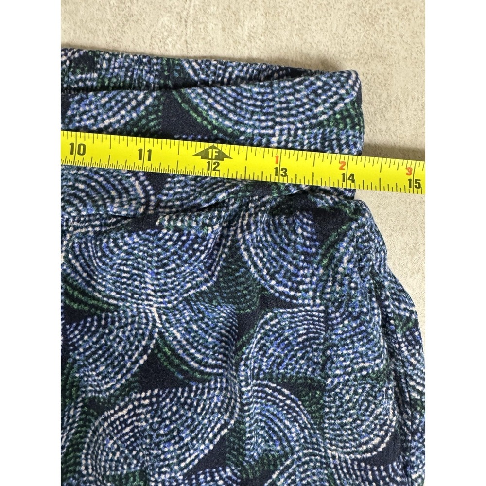 EVEREVE Palazzo Wide Leg High Rise Pants M Blue Green Boho Flowy Coastal Resort - Picture 10 of 11